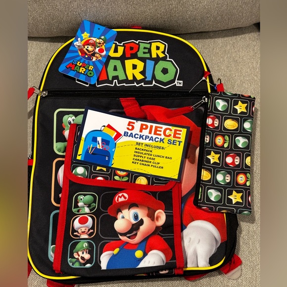 Super Mario 5 Piece Backpack / Book-bag Set - Picture 12 of 15